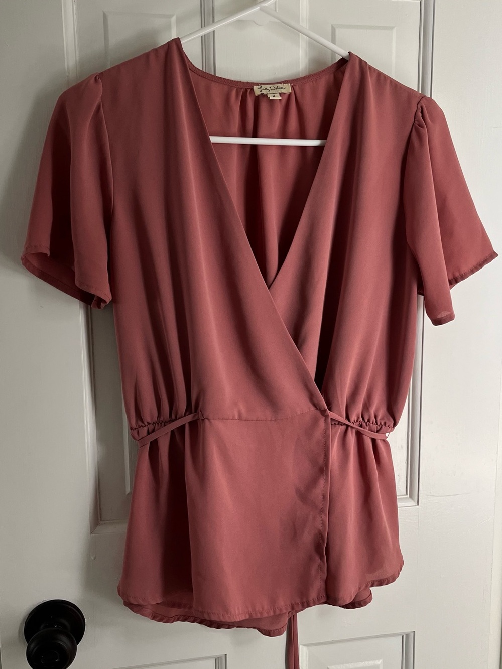 Lily White Mauve Wrap Blouse